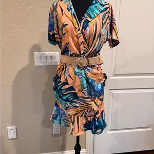 Milk & Honey Colorful Print Dress with Belt